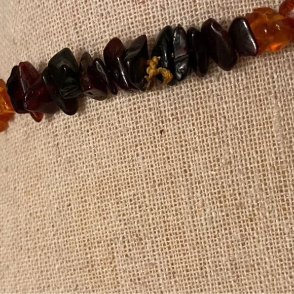 NECKLACE AMBER CHIPS HONEY GOLD AND CHERRY RED RUSTIC NATURAL BALTIC 24” - Picture 7 of 9